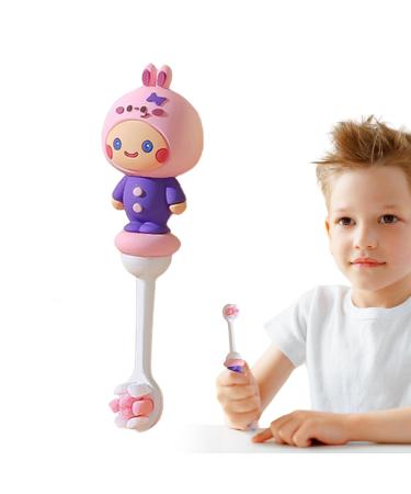 Toddler toothbrush-toddler training toothbrush |Children's hand toothbrush with soft bristles for children boys girls pink/rabbit