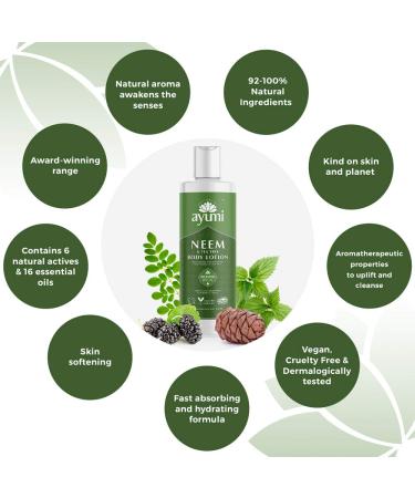 Ayumi Neem & Tea Tree Body Lotion - Vegan Cruelty-Free Dermatologically Tested - 2 x 250ml - International Shipping Available - Buy Online on GoSupps.com