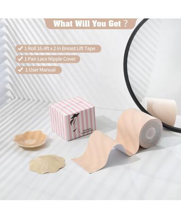 Okela Breast Lift Tape - Sweat Proof Instant Boobytape Lift for Athletic Support - Nude Lace Cover Included - Buy Online on GoSupps.com