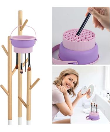 Silicone Makeup Brush Cleaner Mat 2 In 1 Hangable Makeup Brush Cleaning Bowl with Drying Makeup Brush Holder Multifunctional Cleaning Tools for Makeup Brushes Makeup Sponge Powder Puff (Purple) - Buy Online on GoSupps.com