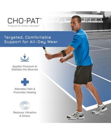 Cho-Pat Tennis Elbow Support Strap - Adjustable Compression for Tennis Elbow Treatment - Made in USA | Black Medium - Buy Online on GoSupps.com