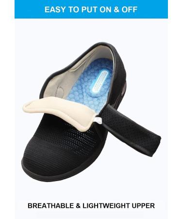 CBMTCR Women's Wide Width Diabetic Shoes - Adjustable Closure, Lightweight (Size 6, Color: Dark Black) - Buy Online on GoSupps.com