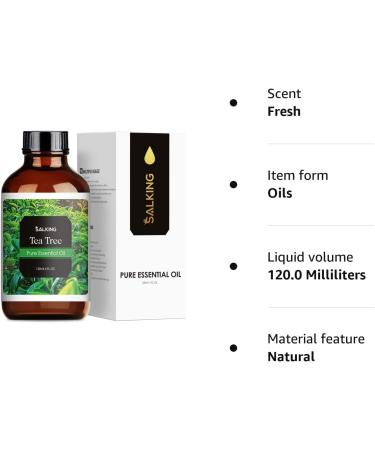 SALKING Tea Tree Essential Oil 120ml - 100% Pure Natural Therapeutic Grade Aromatherapy Oil for Skin Care & Diffusers - Anti-Bug Bites - Gift for Women - Buy Online on GoSupps.com