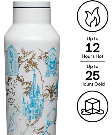 Corkcicle Disney Princess Belle Insulated Canteen 20oz - Triple Insulated Stainless Steel Sports Water Bottle - Keeps Drinks Cold 25 Hours, Warm 12 Hours - Buy Online on GoSupps.com