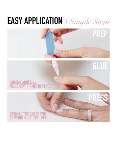 Glamnetic Press On Nails - Caviar | Semi-Transparent Short Almond Nails | Reusable 30 Nail Kit with Glue | 15 Sizes Available - Shop Internationally - Buy Online on GoSupps.com