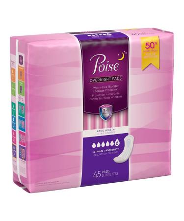 Poise Pads Ultimate Absorbency Long, Case/90 (2 bags of 45)
