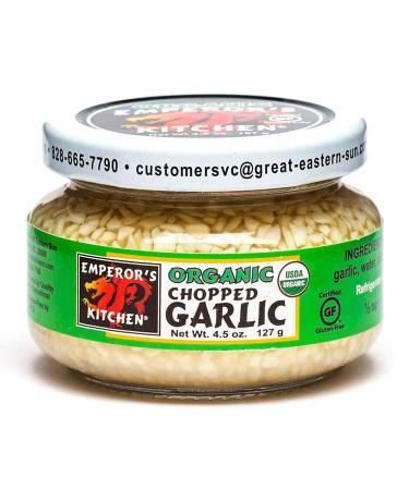 Emperor's Kitchen Organic Chopped Garlic, USDA Certified Organic, Vegan, Ready-to-Use, 4.5 oz Jar 4.5 Ounce (Pack of 1)