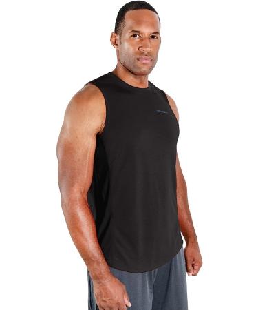 DEVOPS Men's Muscle Tank Top 3 Pack - Sleeveless Dri Fit Gym Workout Shirts - Large Black/Navy/Gray - Buy Online on GoSupps.com