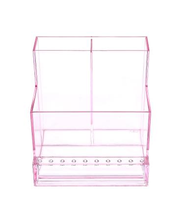 FRCOLOR Nail Drill Grinding Bit Holder Box Professional Nail Art Polishing Grinding Drill Bit Holder Display Storage Box Bit Case Organizer for Nails Pink