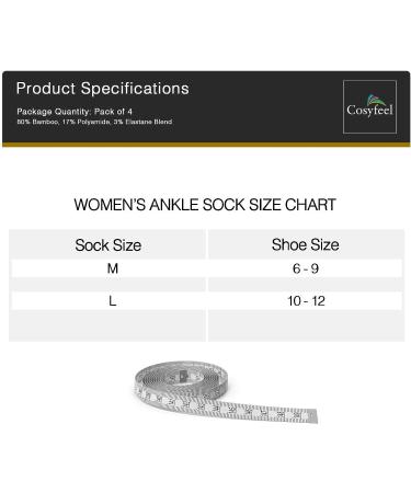 Cozyfeel Women's Diabetic Ankle Socks - 4 Pairs Bamboo Neuropathy Socks, Seamless Toe, Non-binding Top (Charcoal) - Buy Online on GoSupps.com
