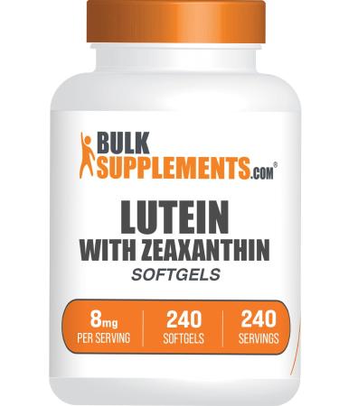 BulkSupplements.com Lutein with Zeaxanthin Softgels - Zeaxanthin Plus Lutein Lutein and Zeaxanthin Supplements Eye Vitamins - Gluten Free 1 Softgel per Serving 240 Softgels 240 Count (Pack of 1)