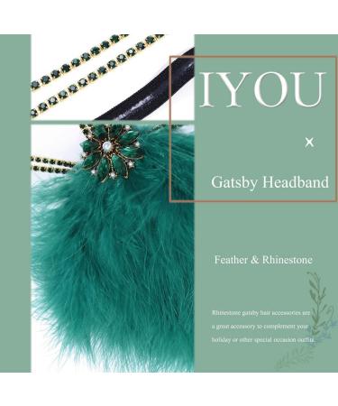 IYOU 1920s Feather Gatsby Headpiece Green Crystal Flapper Headband Tassel Vintage Party Festival Hair Accessories for Women - Buy Online on GoSupps.com