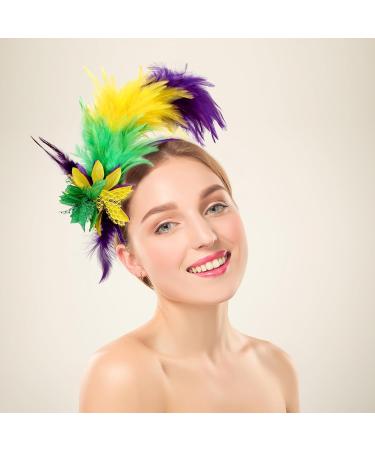 MWOOT Feather Headband 1920s Feathered Headpiece Yellow Green Purple Roaring 20s Fascinators for Women Artificial Flower Feather Headwear Hair Accessory for Cocktail Carnival Prom Tea Party - Buy Online on GoSupps.com