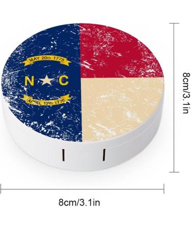 North Carolina State Flag Round Case For Contact Lens Kit Storage Box with Mirror Printed - Buy Online on GoSupps.com