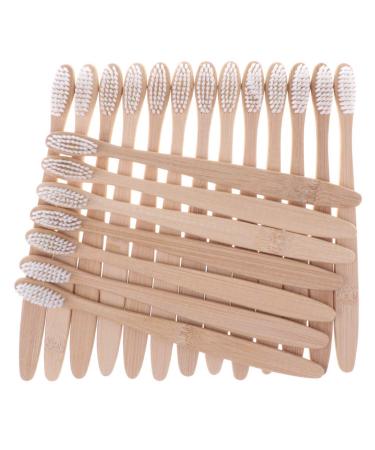Tubayia 20 Pack Natural Bamboo Toothbrush for Adults and Children Soft Bristles (White)