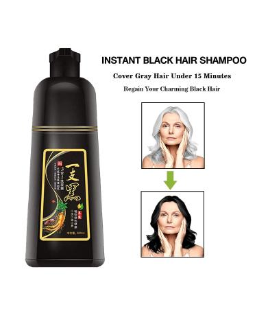 FVQUHVO Instant Black Hair Shampoo 3-in-1 with Natural Herb Ingredients - 500ML - Ideal for Gray Hair Coverage for Men & Women - Buy Online on GoSupps.com
