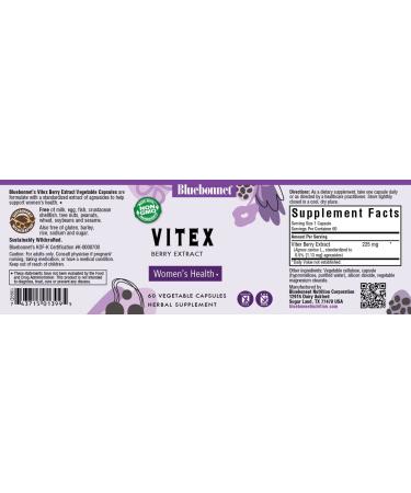 Bluebonnet Nutrition Vitex Berry Extract - 60 Vegetable Capsules for Hormonal Balance - Buy Online on GoSupps.com