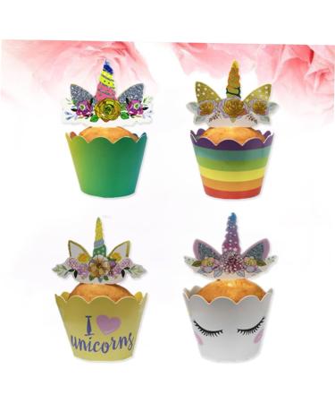 Ciieeo 288 Pcs DIY Cupcake Picks Top Hat Unicorn Cake Toppers Party Cupcake Toppers Unicorn Cupcake Wrappers Wrapping Paper - Buy Online on GoSupps.com