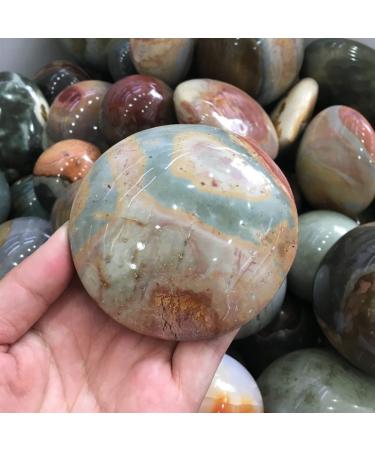 Gemstones for Decoration 1pcs Natural Ocean Stone Polychrome Jasper Round Palm Stone for Crystal JZIGTDEM