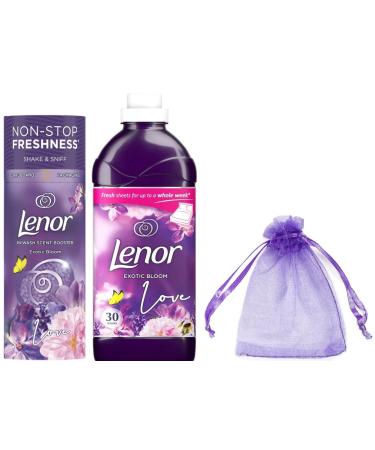 Lenor in-Wash Scent Booster Beads 176gr + Lenor Fabric Conditioner 30 Washes 1.05 L Exotic Bloom Bundle Scent + Our Gift for You - Organza bag Size 9 x 7 x 0.1 cm