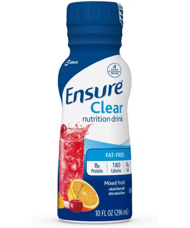 Ensure Clear Nutrition Drink | Mixed Fruit Flavor | 0g Fat, 8g Protein | 10 Fl Oz (Pack of 12) - Buy Online on GoSupps.com