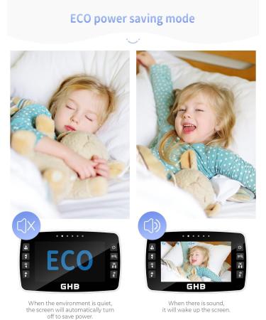 GHB Baby Monitor with Camera - 4.3 Inch LCD 720p Night Vision 350 Rotation Eco Mode - 2 Cameras for Enhanced Baby Monitoring - Buy Online on GoSupps.com