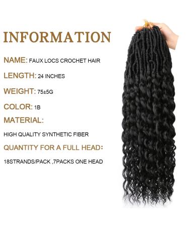JVILO Goddess Locs Crochet Hair 24 Inch - 126 Strands, 7 Packs | Soft Synthetic Faux Locs with Curly Ends | Deep Wavy Crochet Hair for Black Women in 1B Color - Buy Online on GoSupps.com