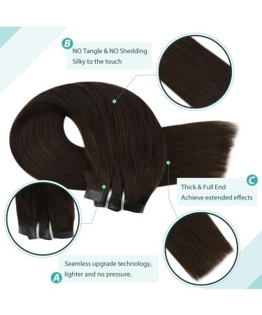 Moresoo Seamless Clip in Human Hair Extensions Darkest Brown #2 22 Inch 120g - Buy Online on GoSupps.com