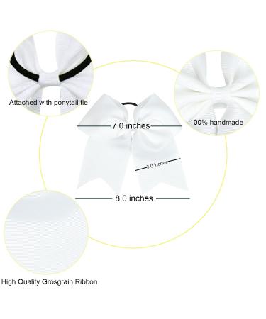 20 White Cheerleader Bows Ponytail Holder Hair Ties - Grosgrain Ribbon Accessories for Girls, Teens, Women - Ideal for Softball, Sports, Cheerleading - Buy Online on GoSupps.com