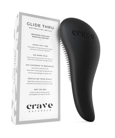 Crave Naturals Glide Thru Detangling Brush - Best Hair Brush for Adults & Kids, Curly or Straight, Wet or Dry - Black - Buy Online on GoSupps.com