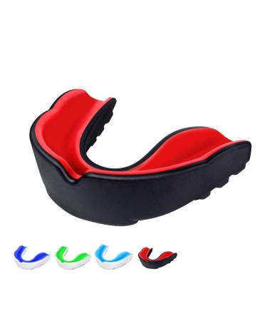 Mouth protection Comfort and safe stop in martial arts boxes MMA kickboxing American football hockey - for adults children (Black & Red Adult)