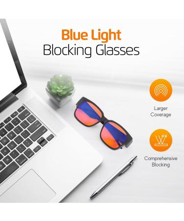Buy Blue Light Blocking Glasses for Men & Women - Oversized Square UV Computer & Reading Glasses - 2 Pairs - Buy Online on GoSupps.com