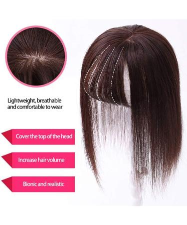 Prevessel 3D Air Bangs Hair Extensions Thinning Hair Cover Human Hair Clips Toppers Top Hairpieces for Woman Black Brown - Buy Online on GoSupps.com