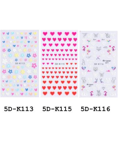 DIY Image Design Candy Flowers Love Heart 5D Geometric Animal Nail Stickers Embossed(5D-K113) - Buy Online on GoSupps.com