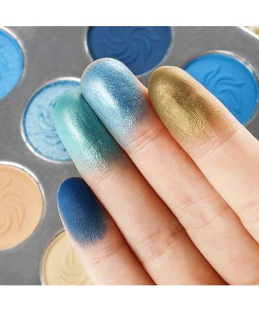 AFFLANO Blue Eyeshadow Palette - Highly Pigmented Matte & Shimmer Shades - Waterproof, Vegan, Metallic & Glitter - Perfect for Smokey, Nude & Space-Blue Eye Makeup - Buy Online on GoSupps.com