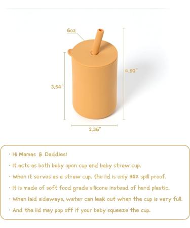 JOYIT Baby Open Cup 6 oz | Training Straw Cup for Independent Drinking | Promotes Fine Motor Skills | Nonspill Lid & Silicone Straw (Mustard) - Buy Online on GoSupps.com