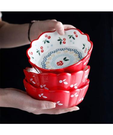 Bowl Snack Dip Bowls Dishware Creative Dessert Bowl Cute Cherry Bowl Underglaze 5.9 Inch Small Salad Bowl Hand-Painted Tableware Compatible with Kitchen Restaurant Gifts - Buy Online on GoSupps.com