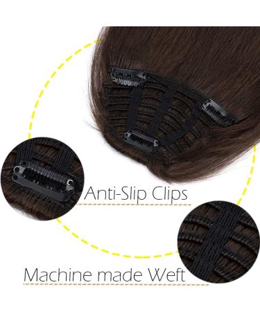 Silk-co One Piece Hair Bangs Fringe Hair Extensions Clip in Human Hair Extension #02 Dark Brown Straight Flat with Temple - Buy Online on GoSupps.com