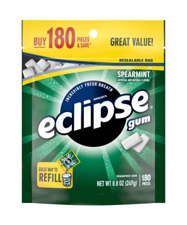 ECLIPSE Spearmint Sugarfree Chewing Gum, 180 piece bag Bag Only