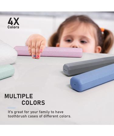 Mulbozy Portable Travel Toothbrush Case - Wheat Straw Holder for Home, Travel, School - 4 Pack in Pink, Blue, Green, Grey - Buy Online on GoSupps.com