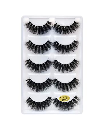 Xiton make-up accessories 5 pairs 3D false eyelashes handmade mink lashes dramatic tangre tangle false eyelashes natural fluffy eyelashes reusable eyelash for women make-up (g800)