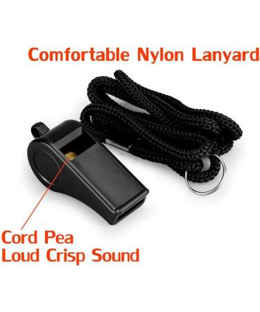 Hipat Plastic Sports Whistles with Lanyard - 2 Pack | Loud Crisp Sound for Coaches, Referees, and Officials | Black - Buy Online on GoSupps.com