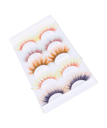 Colorful False Eyelashes - 5 Pairs 6D Long Curled Lashes for Halloween & Stage Makeup | Gradient Orange Red Blue Thick Synthetic Lashes - Buy Online on GoSupps.com