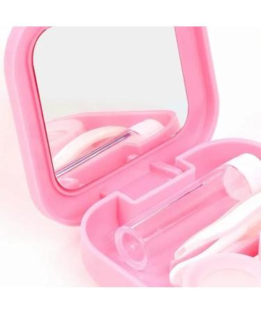 Quaim Portable Leak-Proof Pink Cosmetic Case - Multi-Colored Square Contact Lens Container for Travel | Durable & Dustproof - Buy Online on GoSupps.com