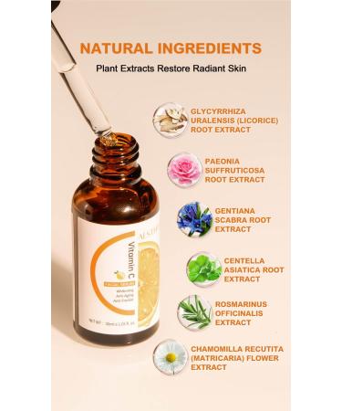 Premium Vitamin C Serum for Face - Anti Aging Hydrating Serum with Hyaluronic Acid Retinol & Amino Acids for Collagen Boost - Buy Online on GoSupps.com