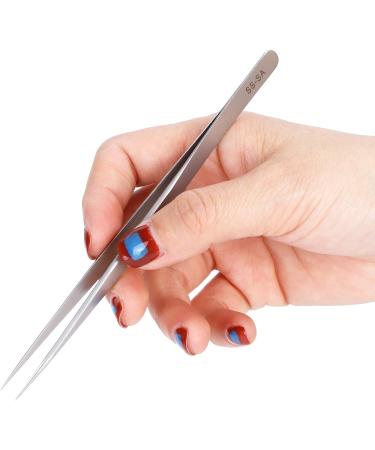 Premium Stainless Steel Eyelash Extension Tweezers - Straight Pointed Nail Art & Care Tool | SS-SA Fine Handle - Buy Online on GoSupps.com