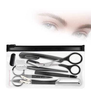 Professional Eyebrow Set - 9 Pieces Rust-Free Steel Tweezers Comb & Scissors for Men & Women - Perfect Eyebrow Care Solutions - Buy Online on GoSupps.com