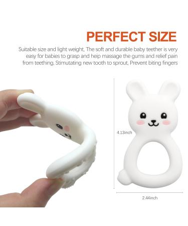 PAPACHOO Teething Toys 2 Pack - Bunny Carrot Silicone Infant Teether Set | BPA Free Baby Soothing Toy for Teething Relief - Buy Online on GoSupps.com