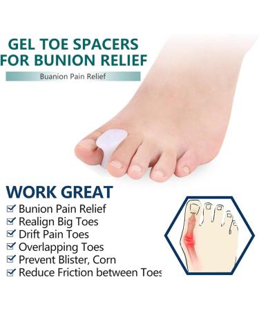 Haosem Gel Toe Spreader & Separator - 2-Piece Bale Toe Corrector for Big Toe Pain Relief & Overlapping Toes - Comfortable White Design - Buy Online on GoSupps.com