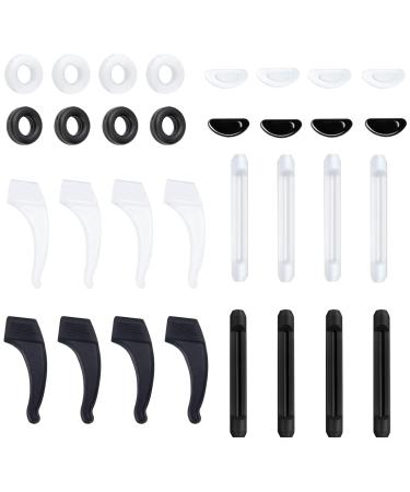 Heveer Glasses Anti-Slip with Glasses Ear Hooks Glasses Ear Pads Adhesive Nose Pads Anti-Slip Ring for Glasses Reading Glasses 16 Pairs